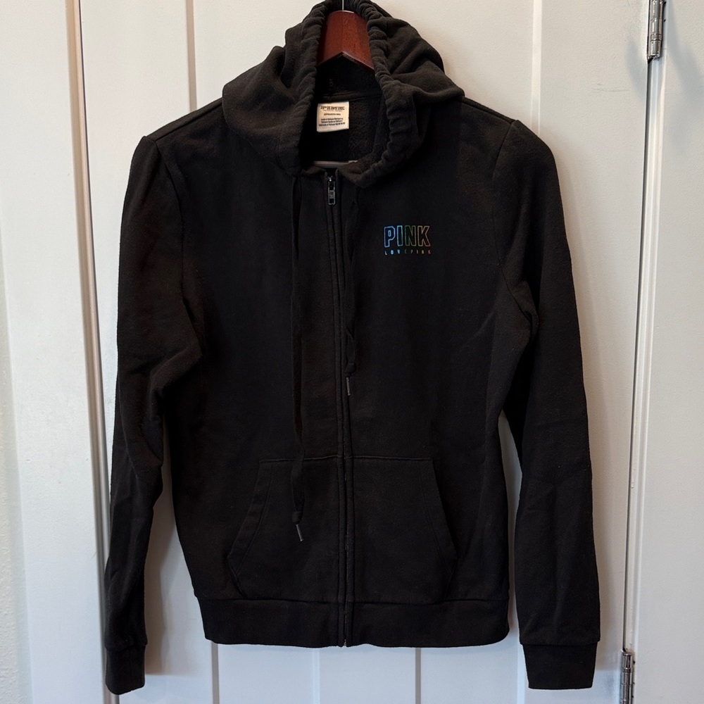 PINK Victoria's Secret Black Hoodie with Blue Label